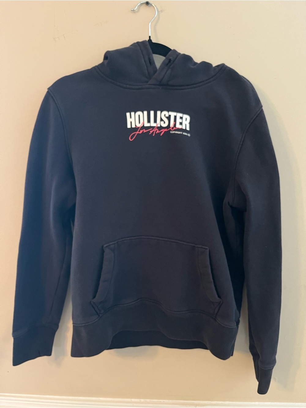 Hollister Men's Black Logo Hoodie Sweatshirt